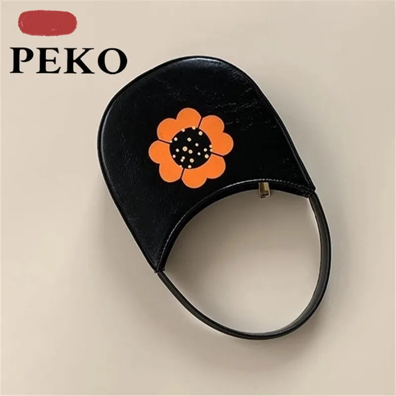 Women Flower PU Shoulder Bag High Capacity Shopping Bags Pnone Bag Handbags