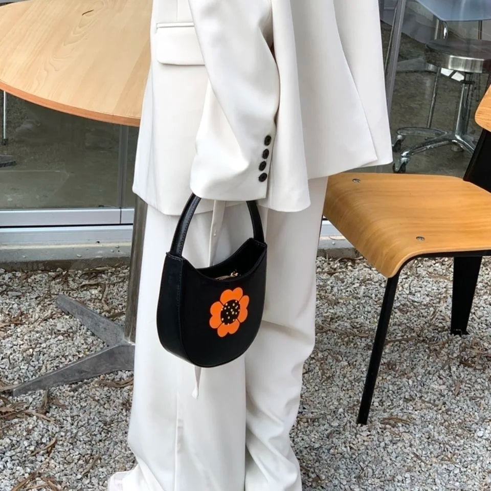 Women Flower PU Shoulder Bag High Capacity Shopping Bags Pnone Bag Handbags