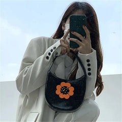 Women Flower PU Shoulder Bag High Capacity Shopping Bags Pnone Bag Handbags