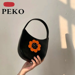 Women Flower PU Shoulder Bag High Capacity Shopping Bags Pnone Bag Handbags