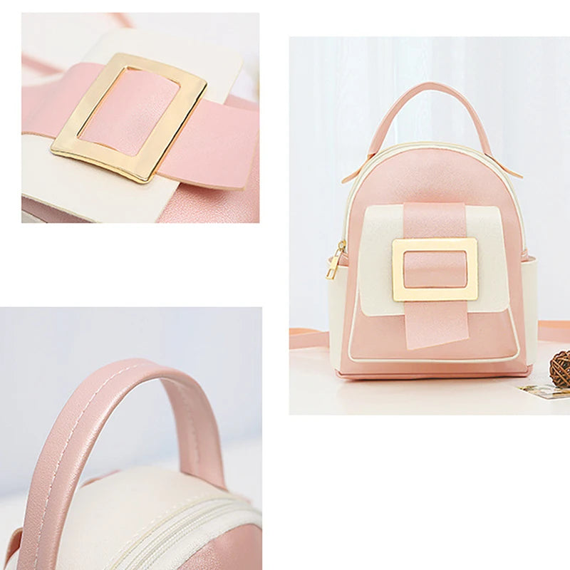 Women Leather Mini Backpack Soft Touch Multi-Function Small Backpack