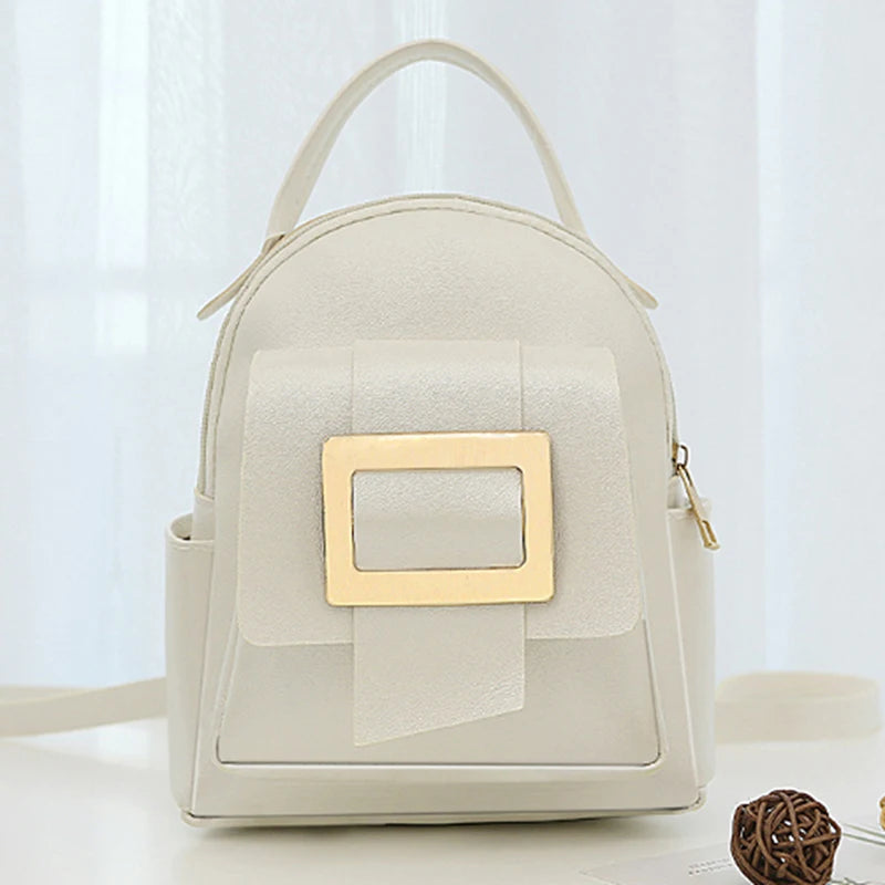 Women Leather Mini Backpack Soft Touch Multi-Function Small Backpack
