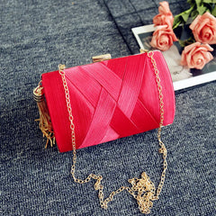 Chain Clutches Bags With Tassel Silk Knitting Evening Bag