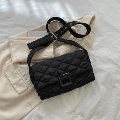 Soft Down Cotton Shoulder Bag for Women Winter Flap Crossbody