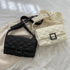 Soft Down Cotton Shoulder Bag for Women Winter Flap Crossbody