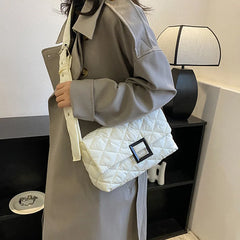 Soft Down Cotton Shoulder Bag for Women Winter Flap Crossbody