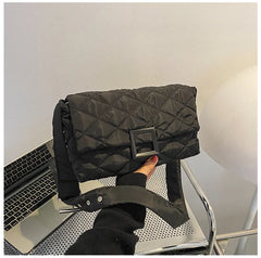 Soft Down Cotton Shoulder Bag for Women Winter Flap Crossbody