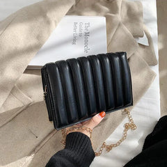 Pleated Crossbody Bags for Women Chain Hand Bag PU Leather