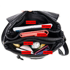 Soft Leather Crossbody Shoulder Bag Women Messenger Bag Female Flap Handbag