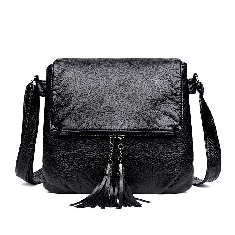 Soft Leather Crossbody Shoulder Bag Women Messenger Bag Female Flap Handbag