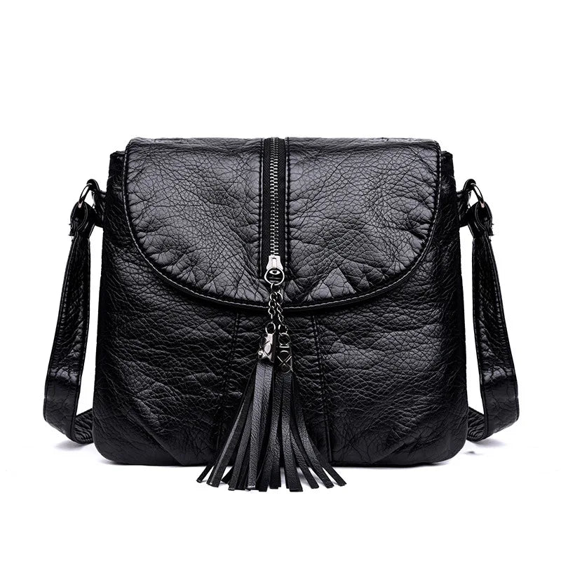 Soft Leather Crossbody Shoulder Bag Women Messenger Bag Female Flap Handbag