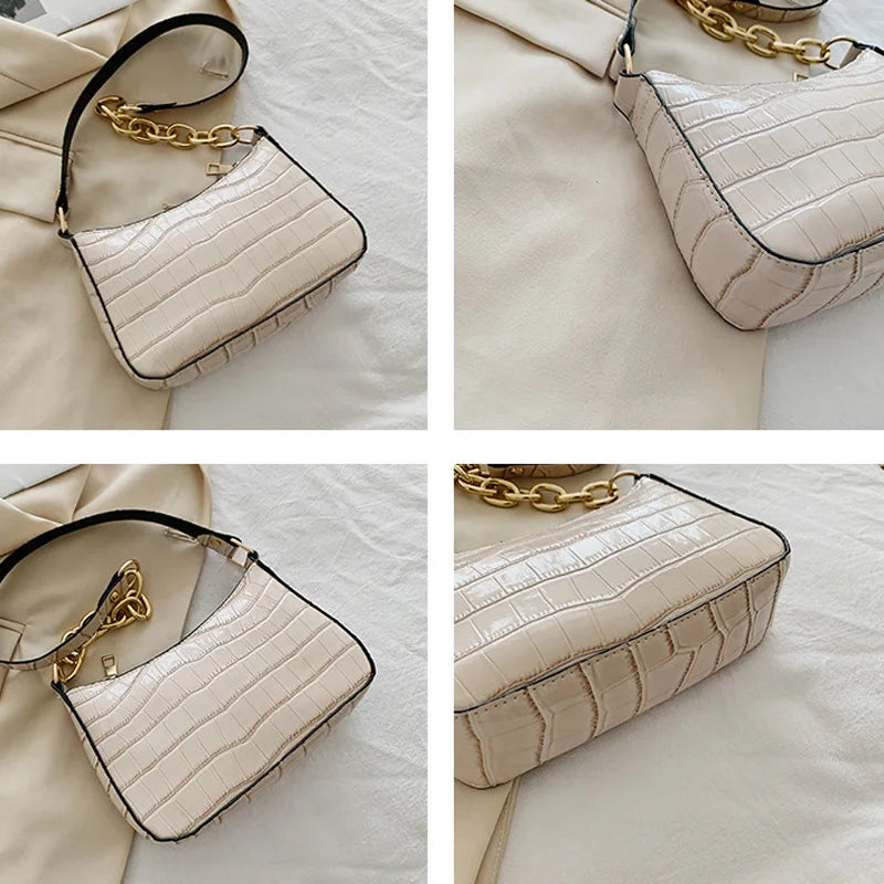 Stone Pattern Shoulder Bag Chain Strap Crossbody Bags for Women Lady Handbags
