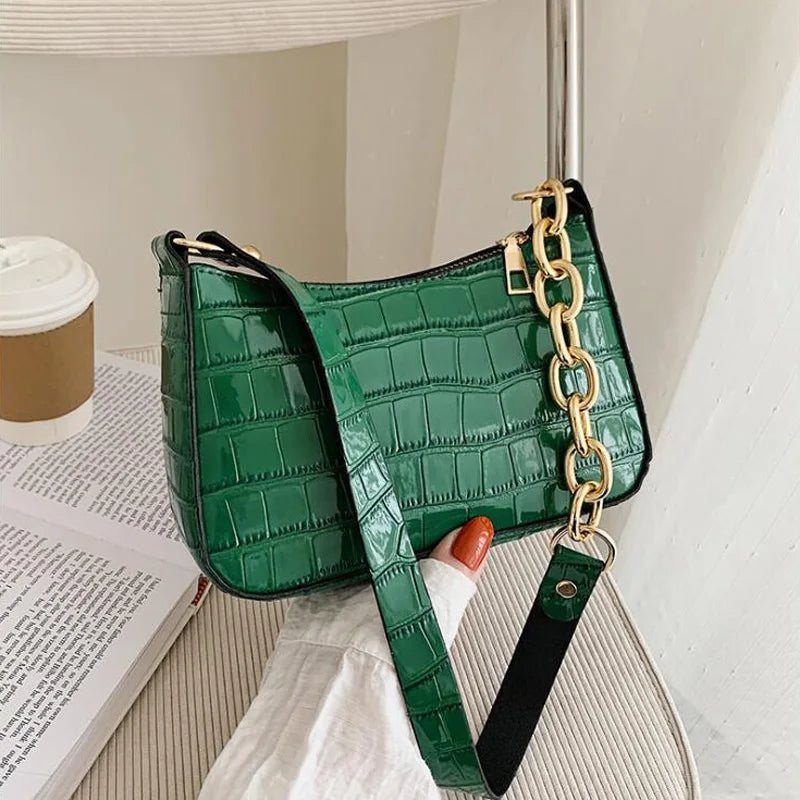 Stone Pattern Shoulder Bag Chain Strap Crossbody Bags for Women Lady Handbags