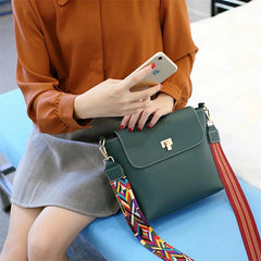 Wide Strap Women PU Leather Shoulder Bag Lady Crossbody Purse Cover Handbag