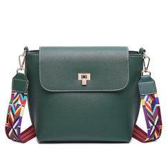Wide Strap Women PU Leather Shoulder Bag Lady Crossbody Purse Cover Handbag