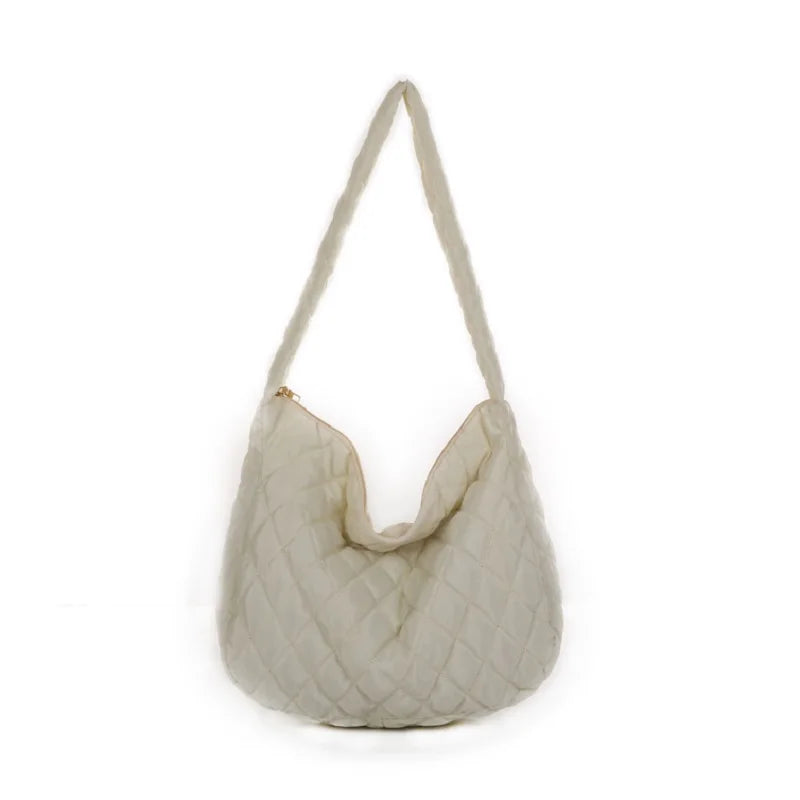 Winter Women Large Puffy Shoulder Bag Crossbody Purse Down Padded Tote Bag