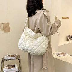 Winter Women Large Puffy Shoulder Bag Crossbody Purse Down Padded Tote Bag
