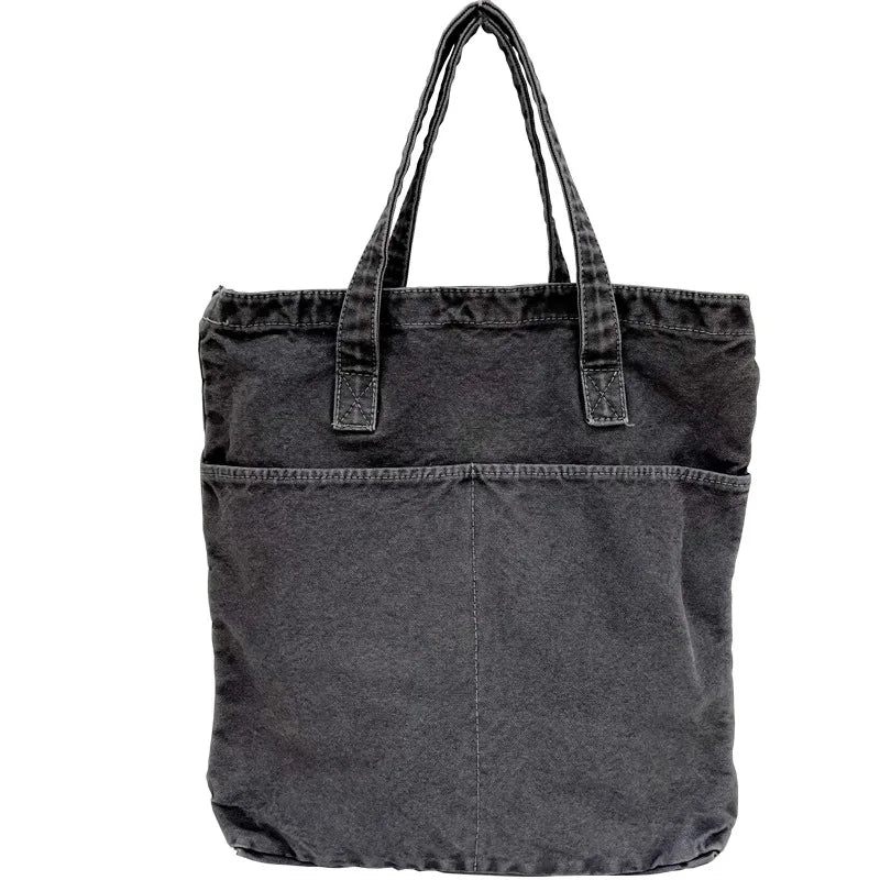 Canvas Tote Shoulder Bags Men Women Solid Handbags School Book Shopper