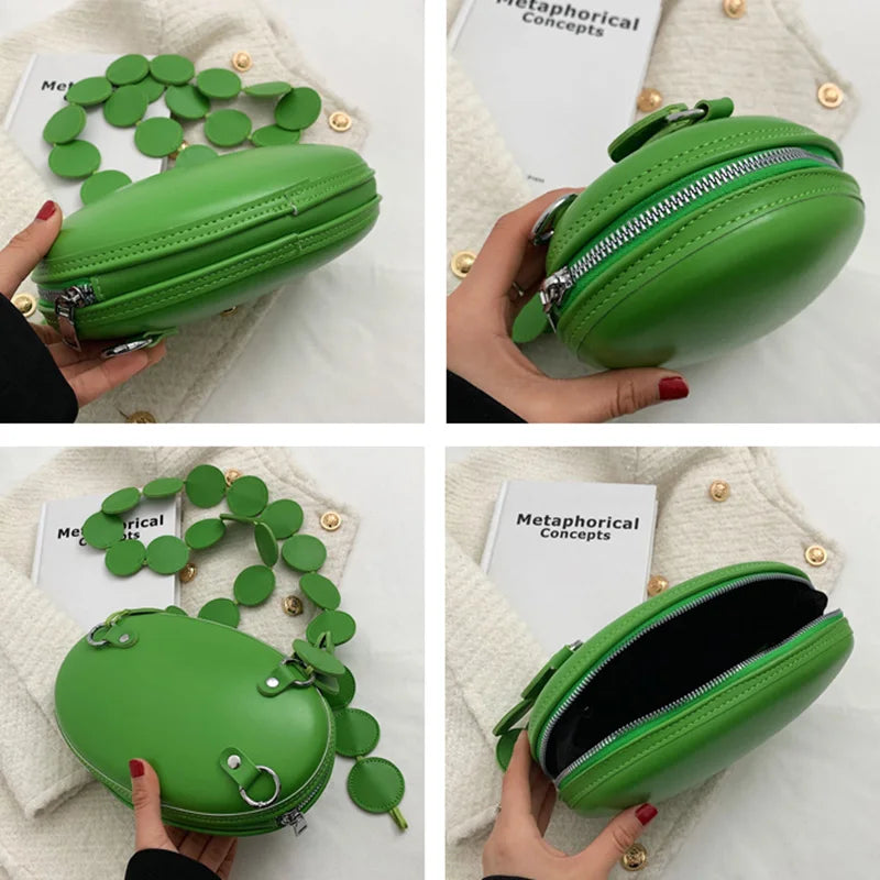 Women Round Handbag Crossbody Bags Green Pink Shoulder Party Clutch