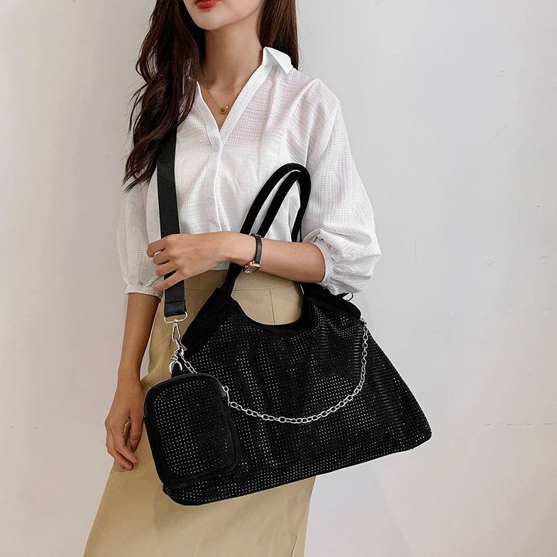 Diamond Tote Bags for Women Large Shoulder Bag Purses Crossbody Handbag