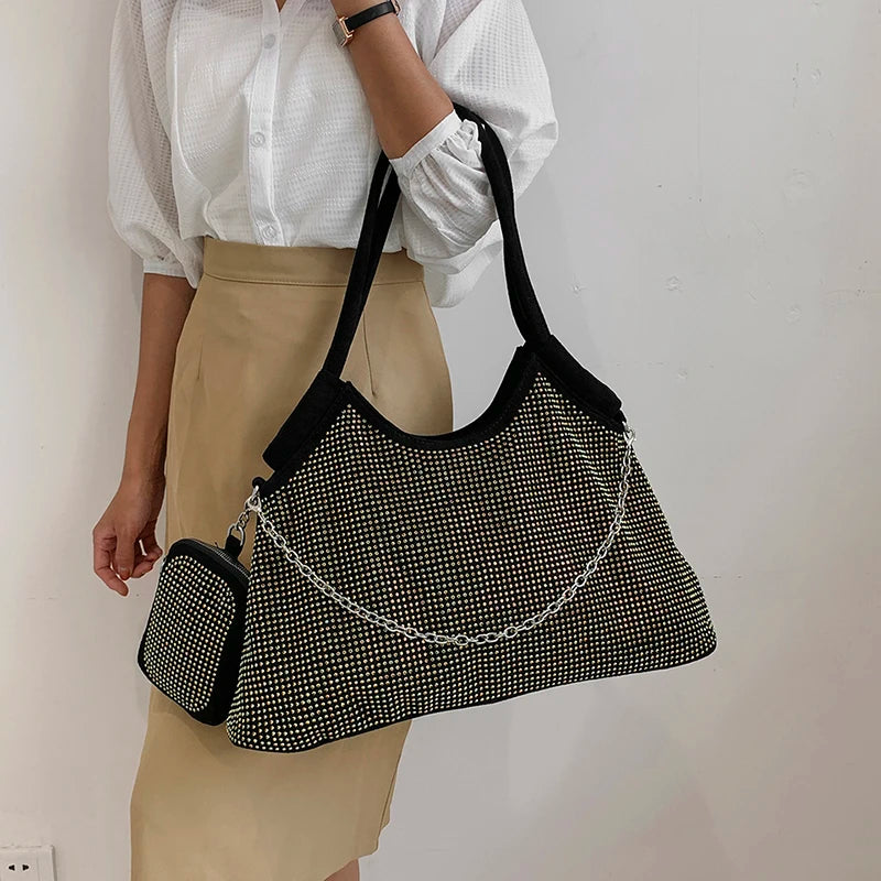 Diamond Tote Bags for Women Large Shoulder Bag Purses Crossbody Handbag