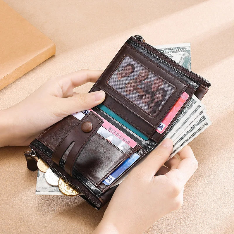 Men's Leather Wallet Anti-theft RFID Purse