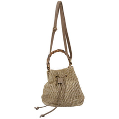Women's Straw Bucket Bag Woven Shoulder Bags Shopping Purse Beach Handbag