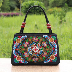 Embroidery Flower Women Handbag National Top-Handle Bag