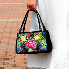 Embroidery Flower Women Handbag National Top-Handle Bag
