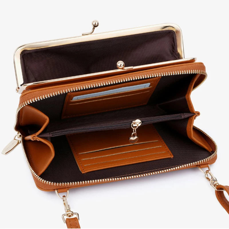 Embroidery Thread Phone Pocket Shoulder Bag Of Leather Crossbody Bags For Women