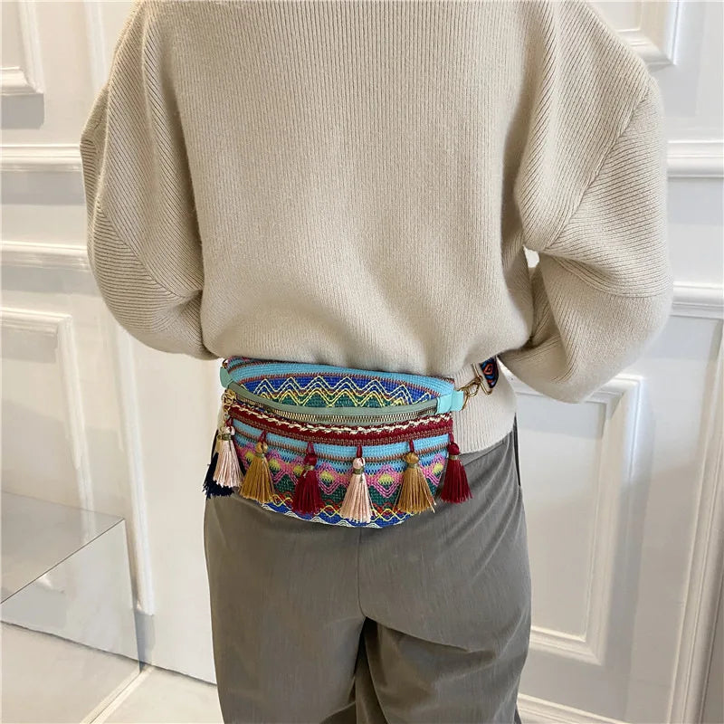 Ethnic Style Lady Saddle Bag Retro Tassel Small Bag