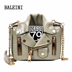 European Chain Motorcycle Bags Women Clothing Shoulder Rivet Jacket Bags Messeng