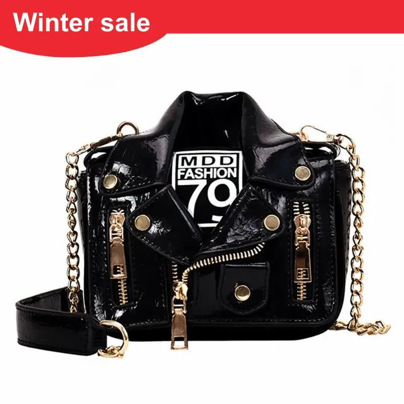 European Chain Motorcycle Bags Women Clothing Shoulder Rivet Jacket Bags Messeng