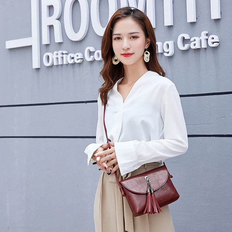 Stylish Tassel Crossbody Bag Solid Women Bag Sac Main Femme