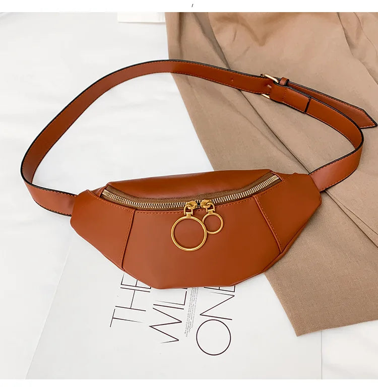 Leather Fanny Pack Women Waist Belt Bag Crossbody Chest Bum Pouch