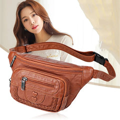 Retro Female Belt Bag Shoulder Crossbody Soft Leather Waist Bag