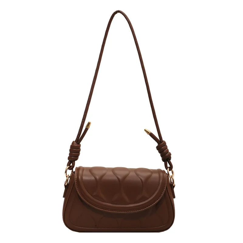 Solid Stripes Flap Hasp PU Leather Satchels Crossbody Bag