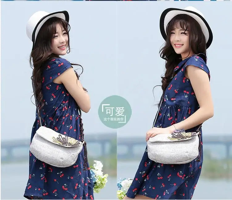 Lady Casual Shoulder Bag Woven Crossbody Tassel Small Circular Bag