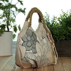 Floral Printed Women Travel Bag, Versatile National Tassel Carrier