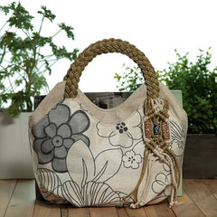 Floral Printed Women Travel Bag, Versatile National Tassel Carrier