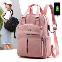 Women High Capacity Backpack Laptop USB Charging Travel Bags for School Girls