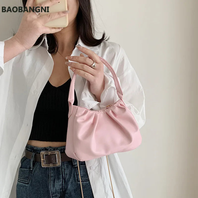 Small Square Bag Pleated Hand Bags Shoulder Bags