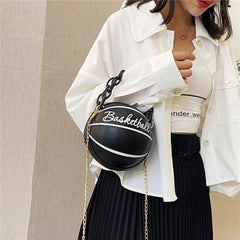 Basketball Shape Bags Women Chains Handbag Letter Shoulder Bags Female Mini