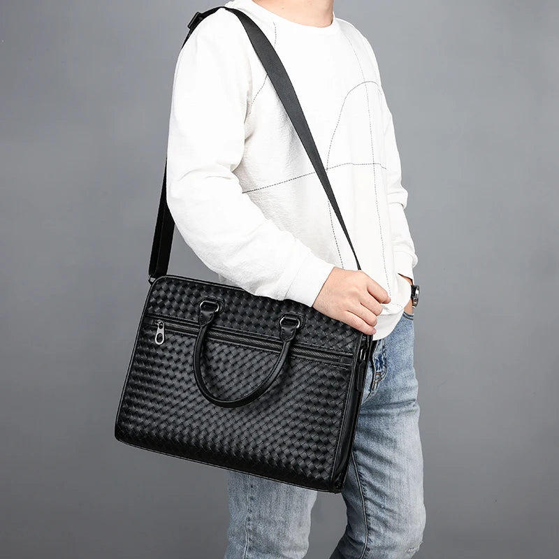 Men's Woven Clutch Bag Long Wallet Weave Knitting Handy Bag