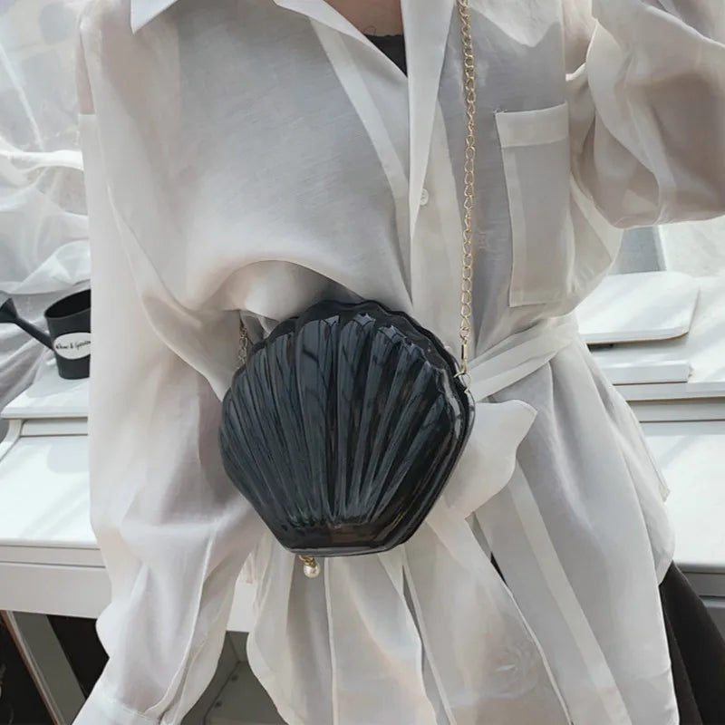 Sweet Shell Chain Shoulder Bag PVC Crossbody Clutch Bag