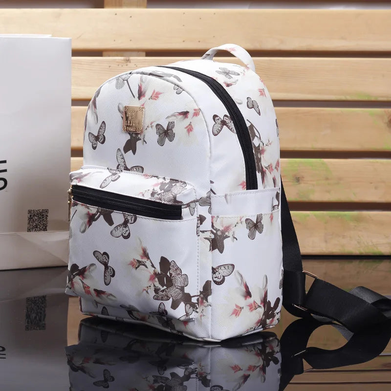 Butterfly Flower Children Backpack Floral PU Leather Backpack