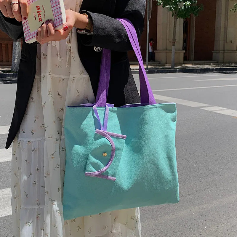 Canvas Shoulder Bag Large Capacity Eco Tote Bags For Women