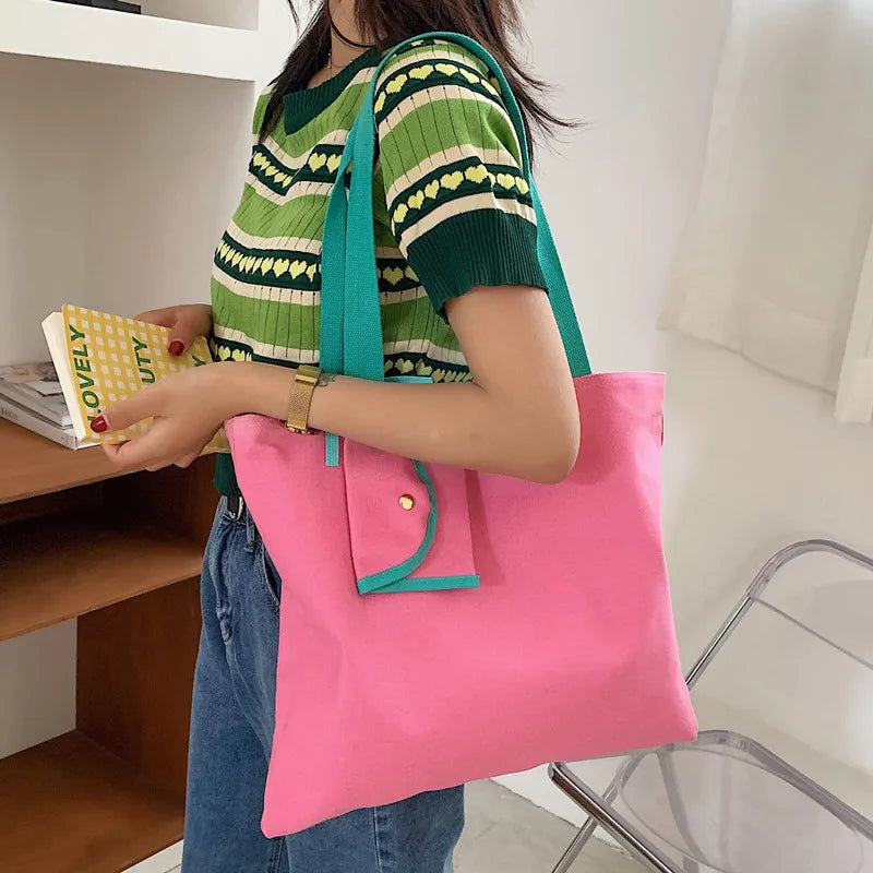 Canvas Shoulder Bag Large Capacity Eco Tote Bags For Women