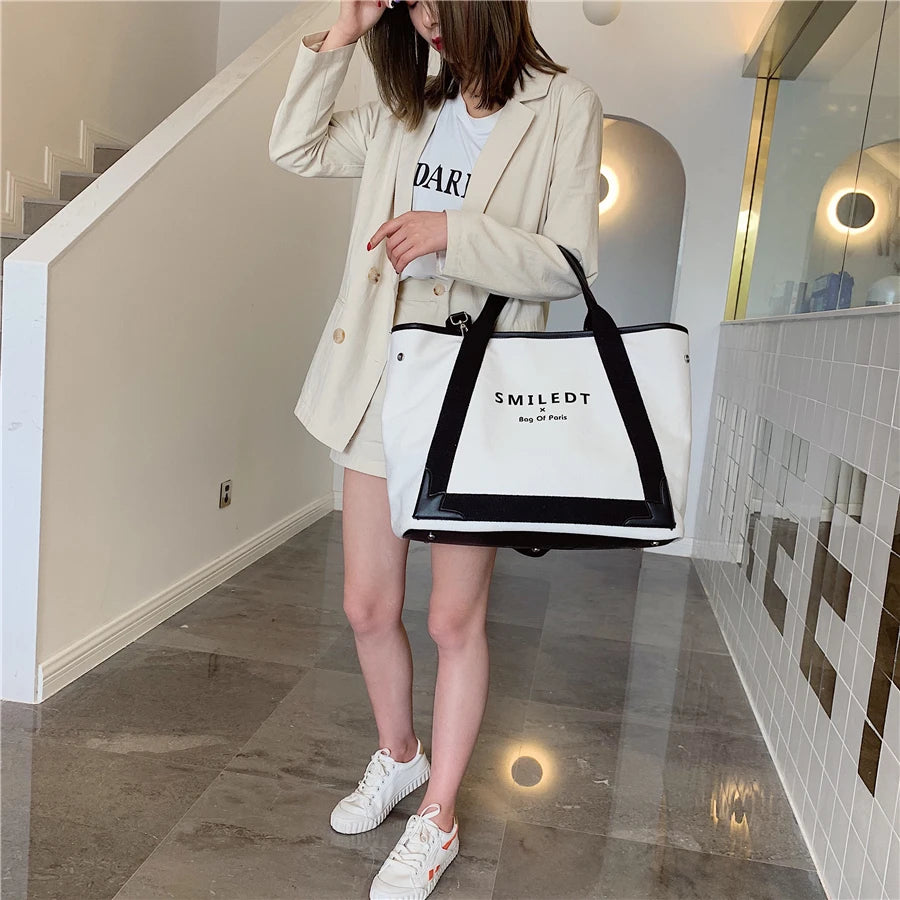 Canvas Women Handbags Large Capacity Ladies Shoulder Crossbody Bag