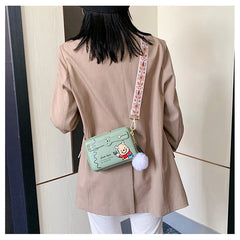 Bear Print Crossbody Bag Cartoon Design Small Square Purse for Women